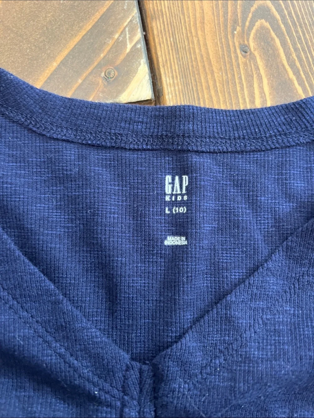 GAP Navy Drawstring Ruched V-Neck Top
